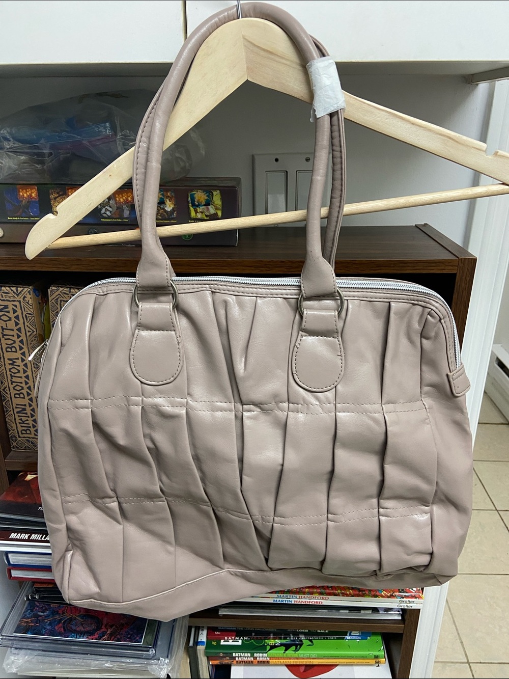 Lancome Pleated Tote Bag in Taupe